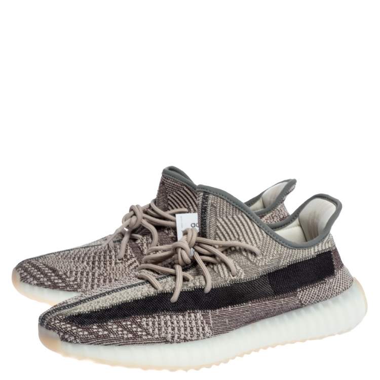 Pre Owned Yeezy x Adidas White/Grey Cotton Knit Boost 350 V2 'Zyon' Sneakers Size 47.5