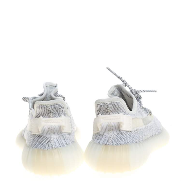 Pre Owned Yeezy x Adidas Grey/White Cotton Knit Boost 350 V2 Static Reflective Sneakers Size 38