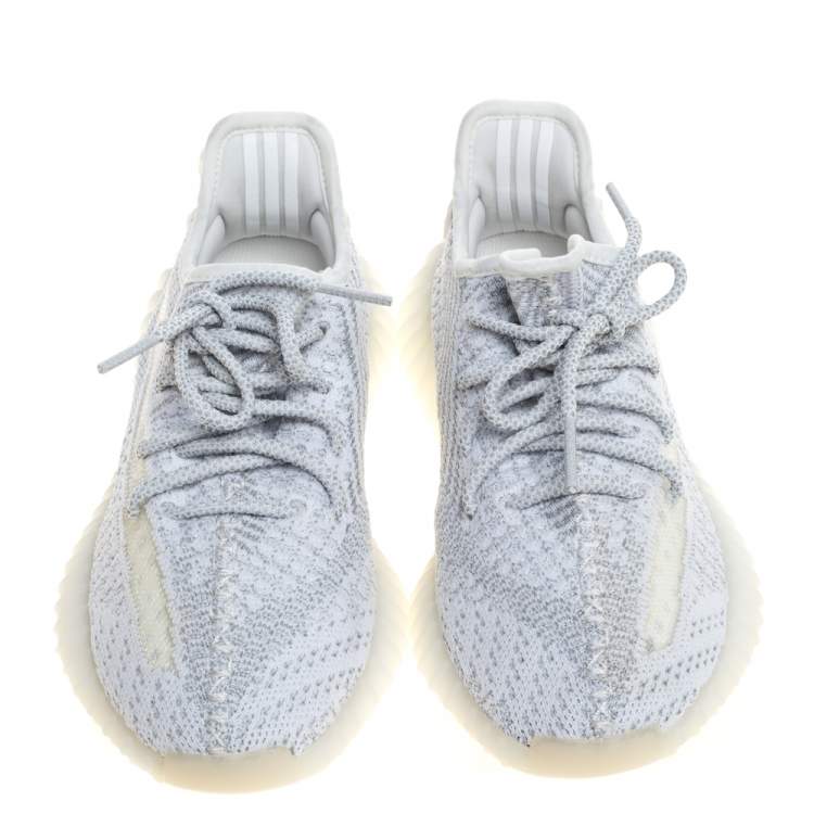 Pre Owned Yeezy x Adidas Grey/White Cotton Knit Boost 350 V2 Static Reflective Sneakers Size 38
