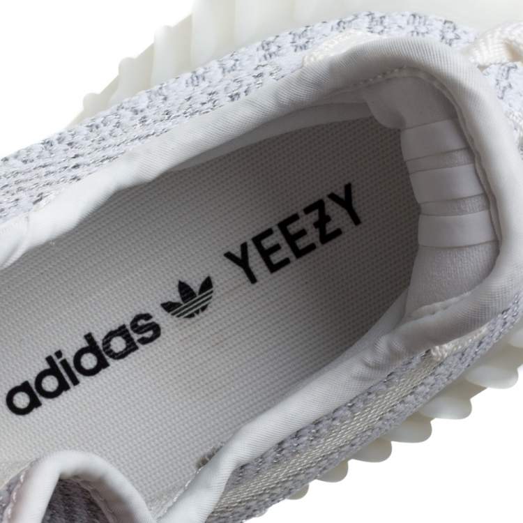 Pre Owned Yeezy x Adidas Grey/White Cotton Knit Boost 350 V2 Static Reflective Sneakers Size 38