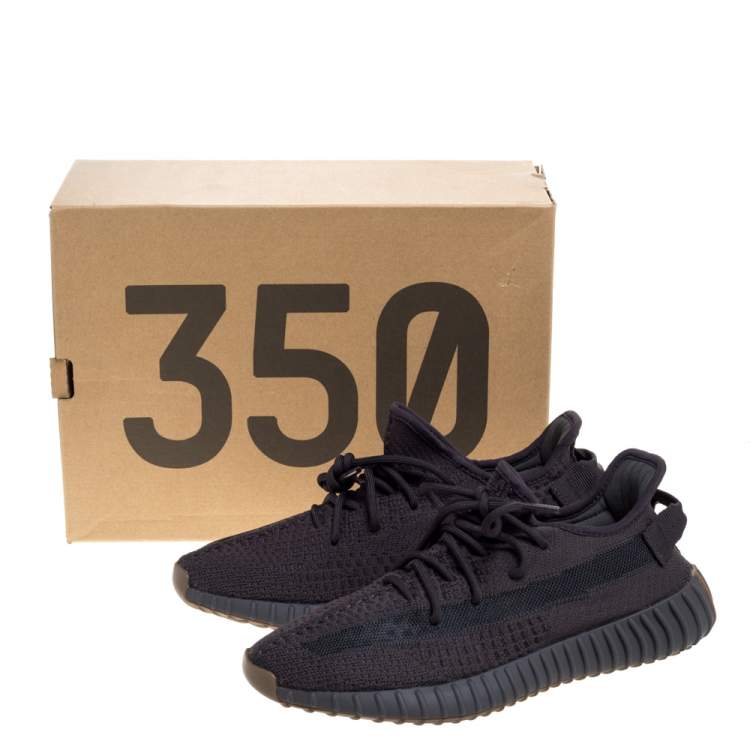 Pre Owned Yeezy x Adidas Dark Grey Cotton Knit Boost 350 V2 Cinder Sneakers Size 42