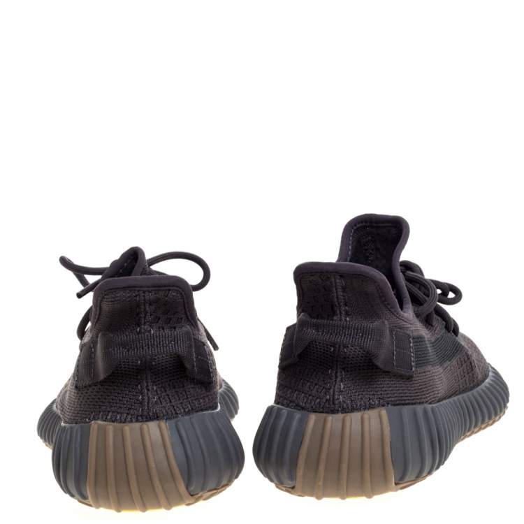 Pre Owned Yeezy x Adidas Dark Grey Cotton Knit Boost 350 V2 Cinder Sneakers Size 42