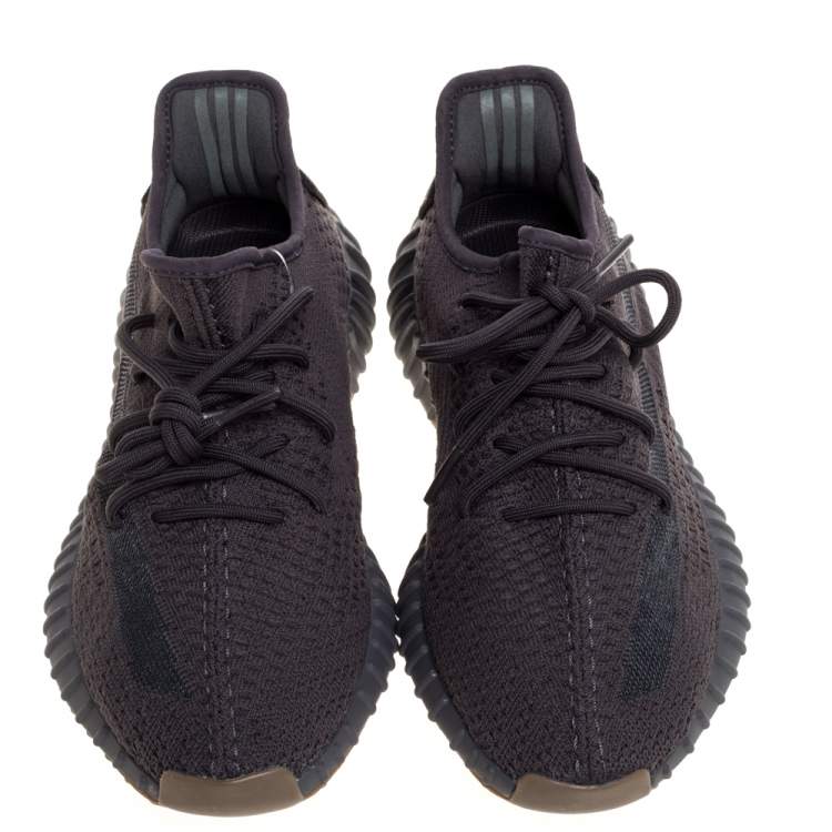 Pre Owned Yeezy x Adidas Dark Grey Cotton Knit Boost 350 V2 Cinder Sneakers Size 42