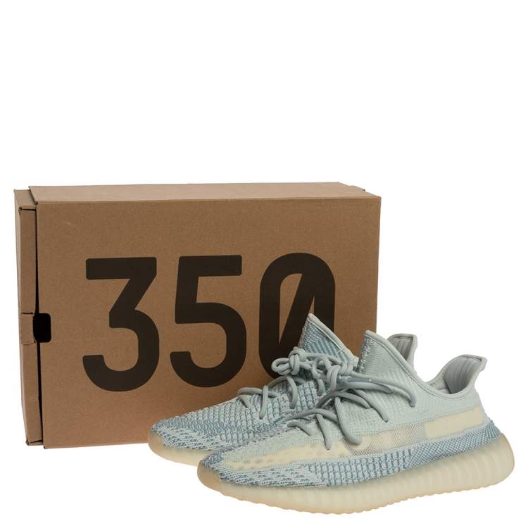 مملوكة مسبقًا Yeezy x Adidas Light Blue Cotton Knit Boost 350 V2 Non-Reflective Sneakers Size 43.5