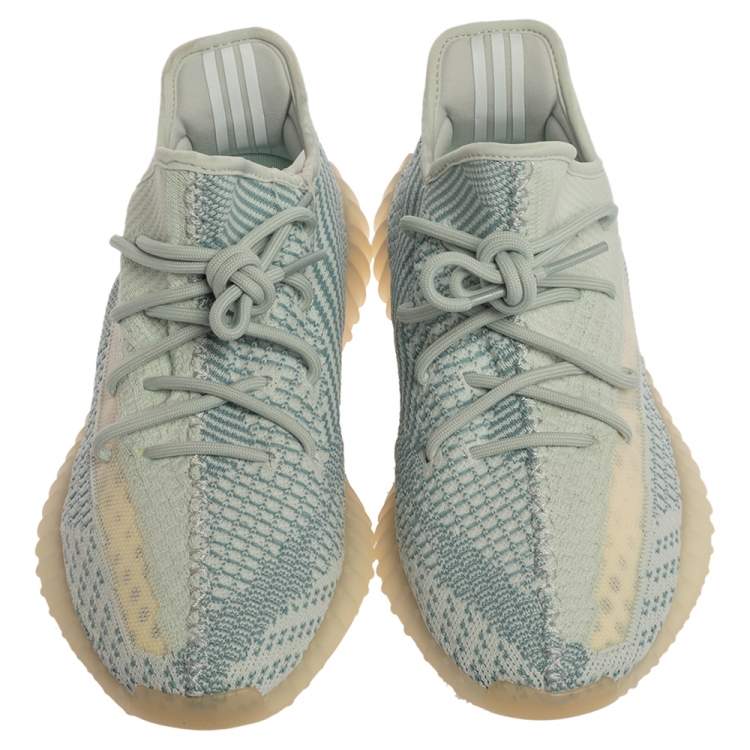 مملوكة مسبقًا Yeezy x Adidas Light Blue Cotton Knit Boost 350 V2 Non-Reflective Sneakers Size 43.5