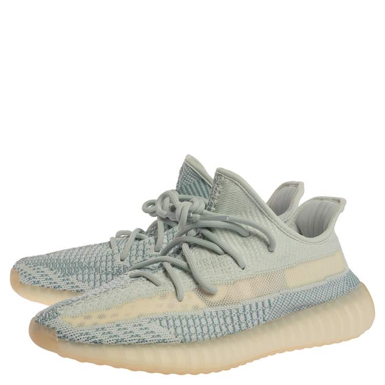 مملوكة مسبقًا Yeezy x Adidas Light Blue Cotton Knit Boost 350 V2 Non-Reflective Sneakers Size 43.5