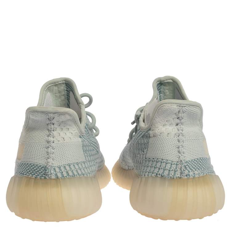 مملوكة مسبقًا Yeezy x Adidas Light Blue Cotton Knit Boost 350 V2 Non-Reflective Sneakers Size 43.5