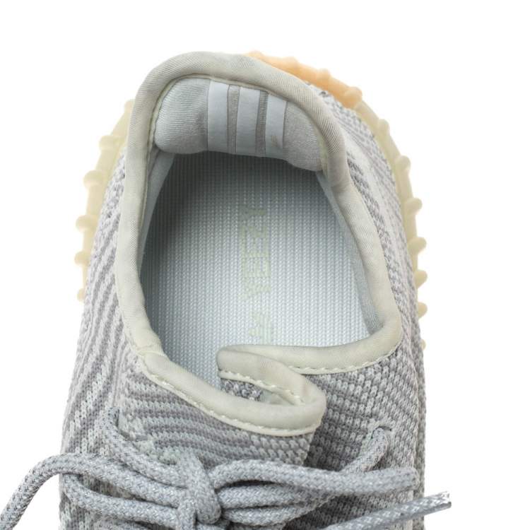 Pre Owned Yeezy x Adidas Grey/White Cotton Knit Boost 350 V2 Static Non-Reflective Sneakers Size 43.5