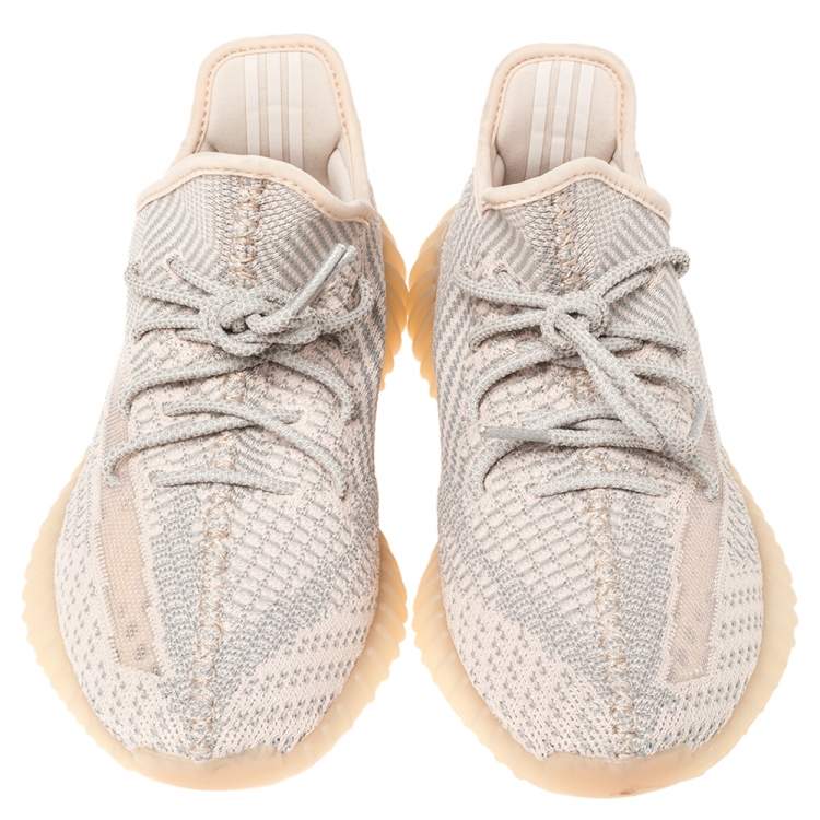 Pre Owned Yeezy x Adidas Pink Cotton Knit Fabric Boost 350 V2 Synth Non Reflective Sneakers Size 42