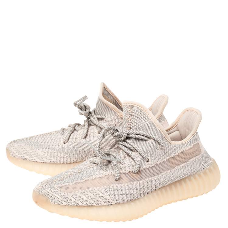 Pre Owned Yeezy x Adidas Pink Cotton Knit Fabric Boost 350 V2 Synth Non Reflective Sneakers Size 42