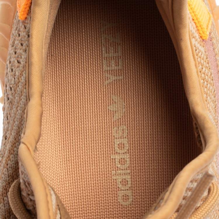 Pre Owned Yeezy x Adidas Beige/Orange Cotton Knit Clay Boost 350 V2 Sneakers Size 42.5
