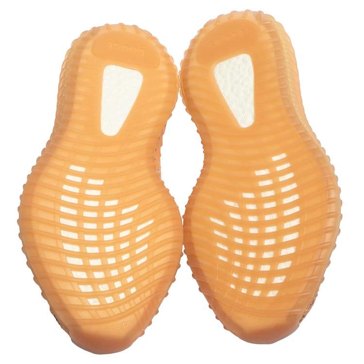 Pre Owned Yeezy x Adidas Beige/Orange Cotton Knit Clay Boost 350 V2 Sneakers Size 42.5