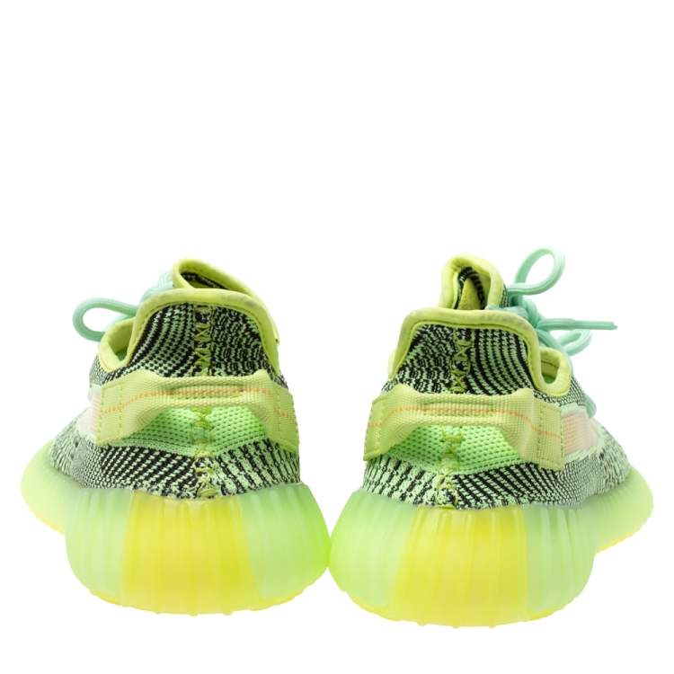 Pre Owned Yeezy x Adidas Green Knit Fabric Boost 350 V2 Yeezreel Non-Reflective Sneakers Size 42.5