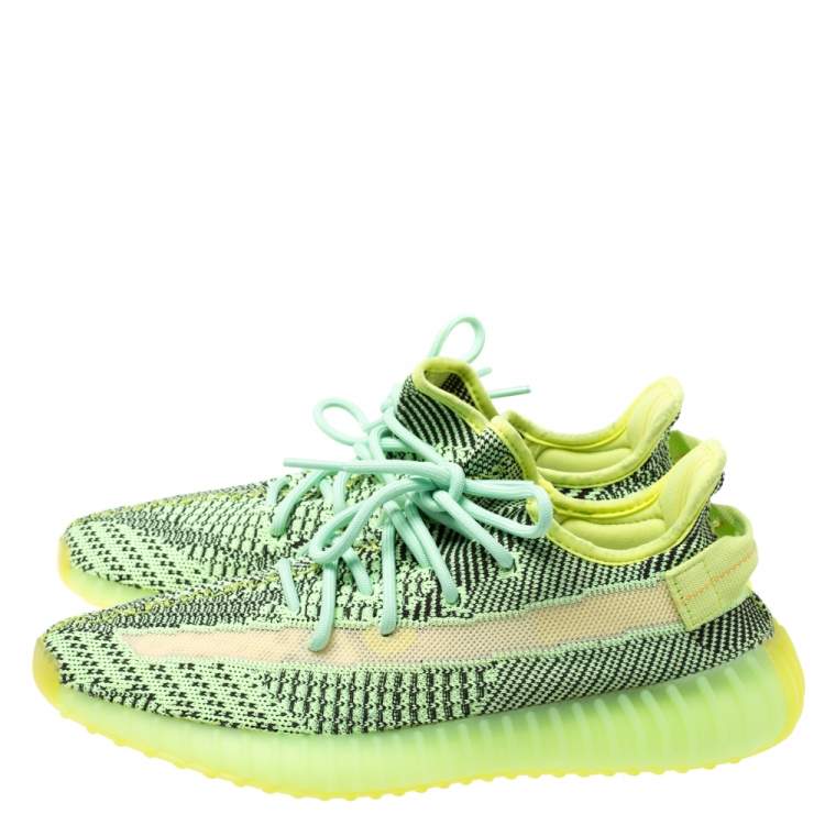 Pre Owned Yeezy x Adidas Green Knit Fabric Boost 350 V2 Yeezreel Non-Reflective Sneakers Size 42.5