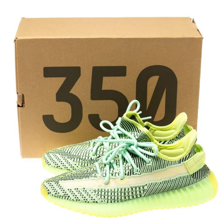 Pre Owned Yeezy x Adidas Green Knit Fabric Boost 350 V2 Yeezreel Non-Reflective Sneakers Size 42.5