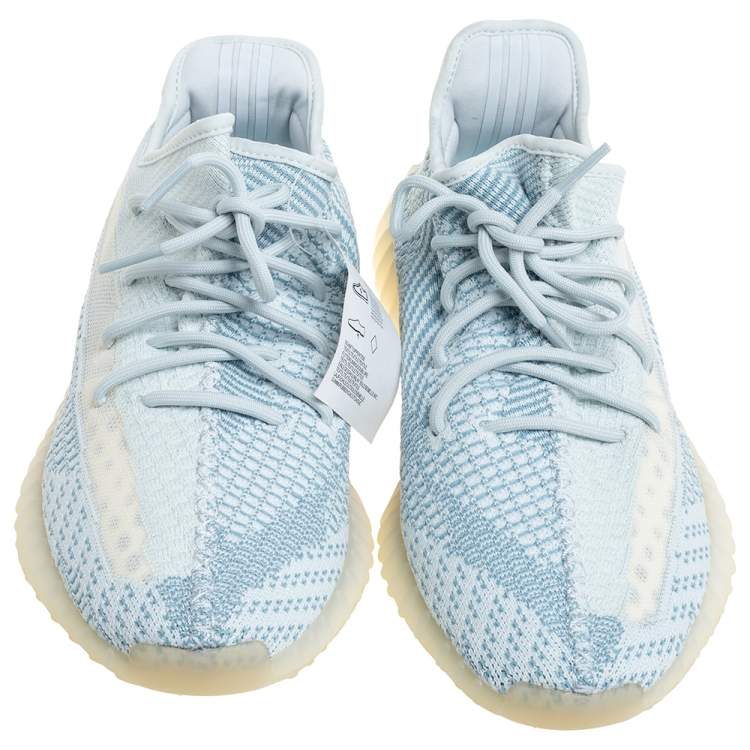 Pre Owned Yeezy x Adidas Blue/White Cotton Knit Boost 350 V2 'Cloud White' Sneakers Size 44.5