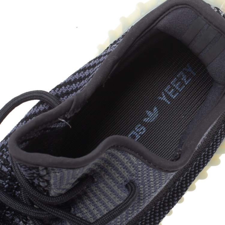 Pre Owned Adidas Yeezy Black Cotton Knit Boost 350 V2 Carbon Sneakers Size 47 1/3