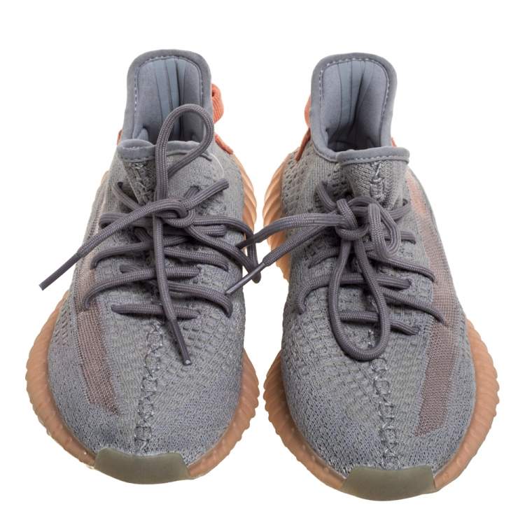 Pre Owned Adidas Yeezy Grey Knit Fabric And Mesh Boost 350 V2 Tail Light Sneakers Size 40