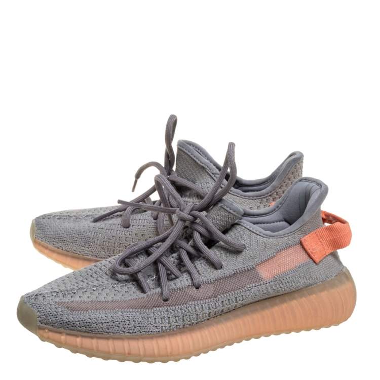 Pre Owned Adidas Yeezy Grey Knit Fabric And Mesh Boost 350 V2 Tail Light Sneakers Size 40