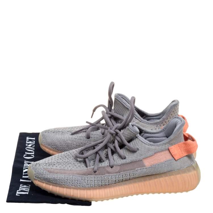 Pre Owned Adidas Yeezy Grey Knit Fabric And Mesh Boost 350 V2 Tail Light Sneakers Size 40