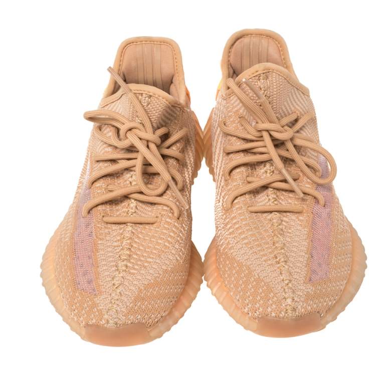 Pre Owned Yeezy x Adidas Clay Knit Fabric And Mesh Boost 350 V2 Tail Light Sneakers Size 42
