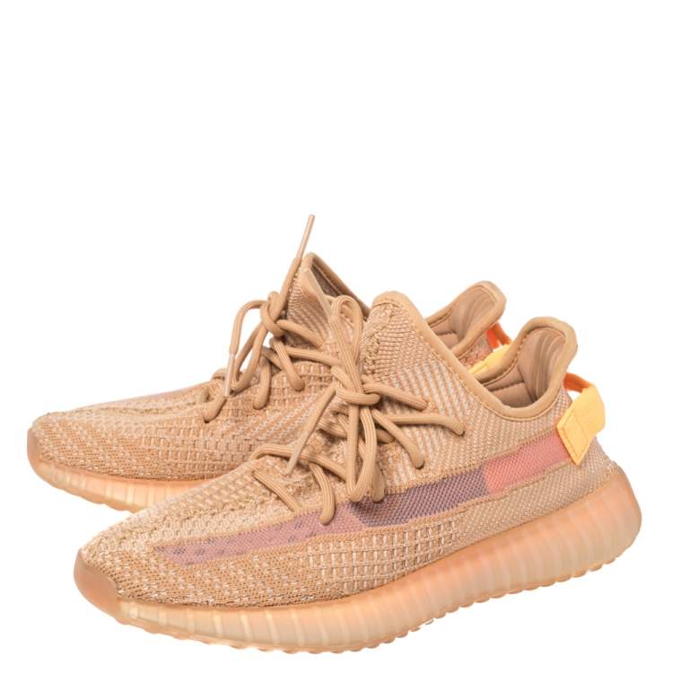 Pre Owned Yeezy x Adidas Clay Knit Fabric And Mesh Boost 350 V2 Tail Light Sneakers Size 42
