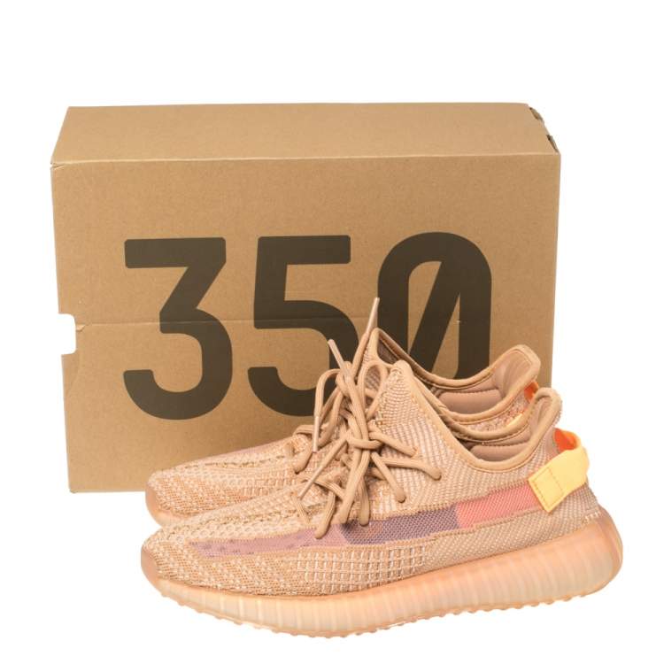 Pre Owned Yeezy x Adidas Clay Knit Fabric And Mesh Boost 350 V2 Tail Light Sneakers Size 42