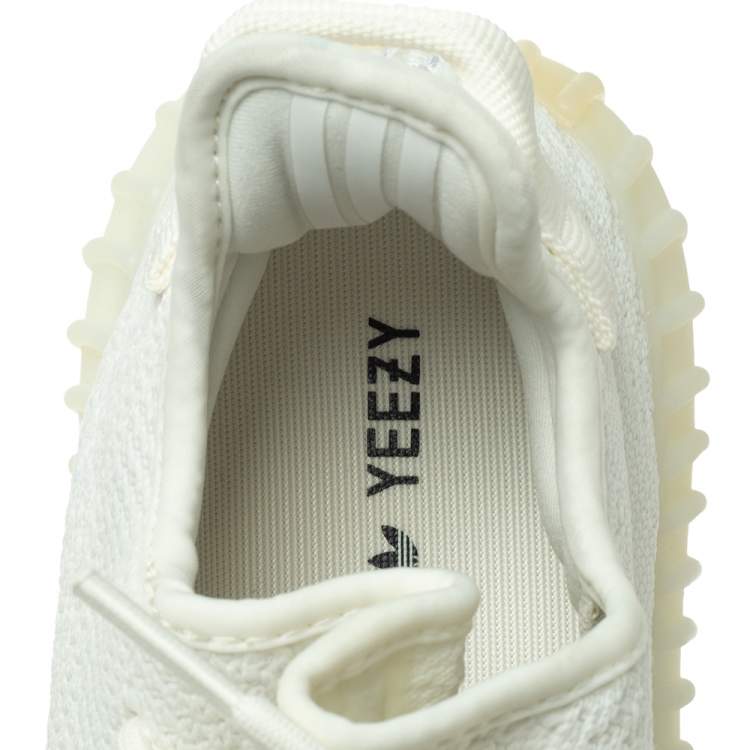 Pre Owned Yeezy x Adidas Cotton Knit Boost 350 V2 Triple White Sneakers Size 42 2/3