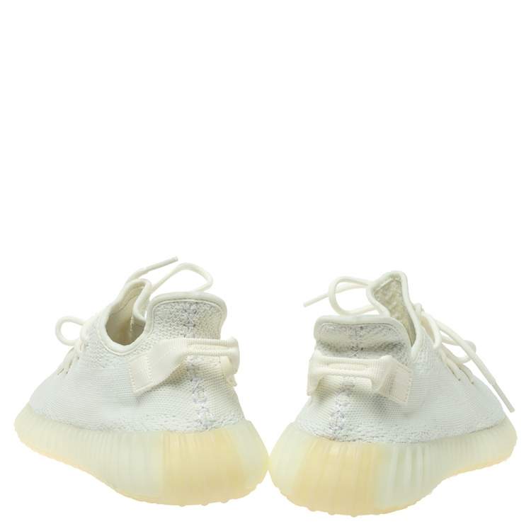 Pre Owned Yeezy x Adidas Cotton Knit Boost 350 V2 Triple White Sneakers Size 42 2/3