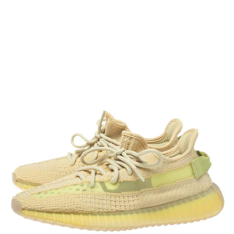 Pre Owned Yeezy x Adidas Boost 350 V2 Cotton Knit Flax Sneakers Size 41 1/3