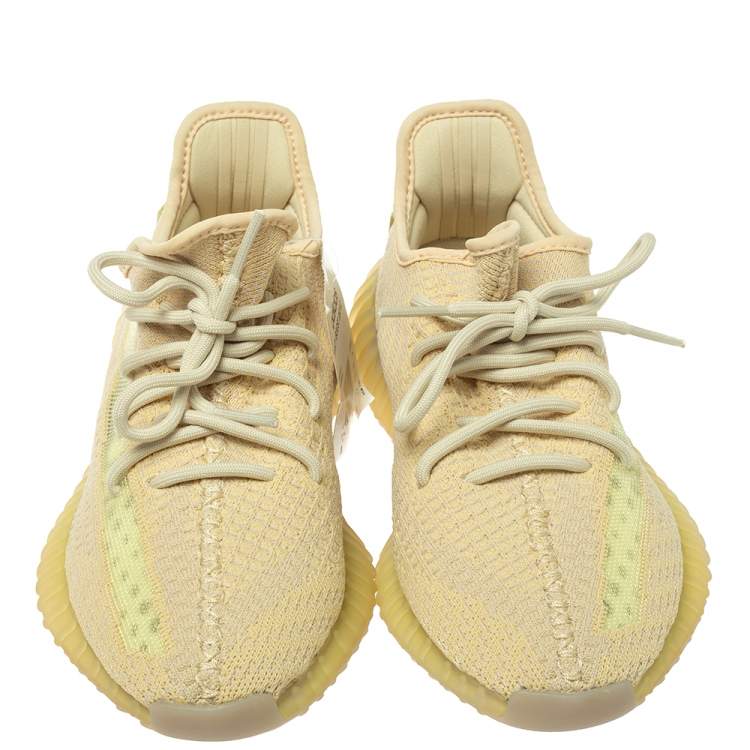Pre Owned Yeezy x Adidas Boost 350 V2 Cotton Knit Flax Sneakers Size 41 1/3