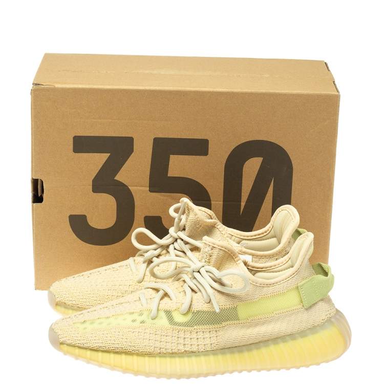 Pre Owned Yeezy x Adidas Boost 350 V2 Cotton Knit Flax Sneakers Size 41 1/3