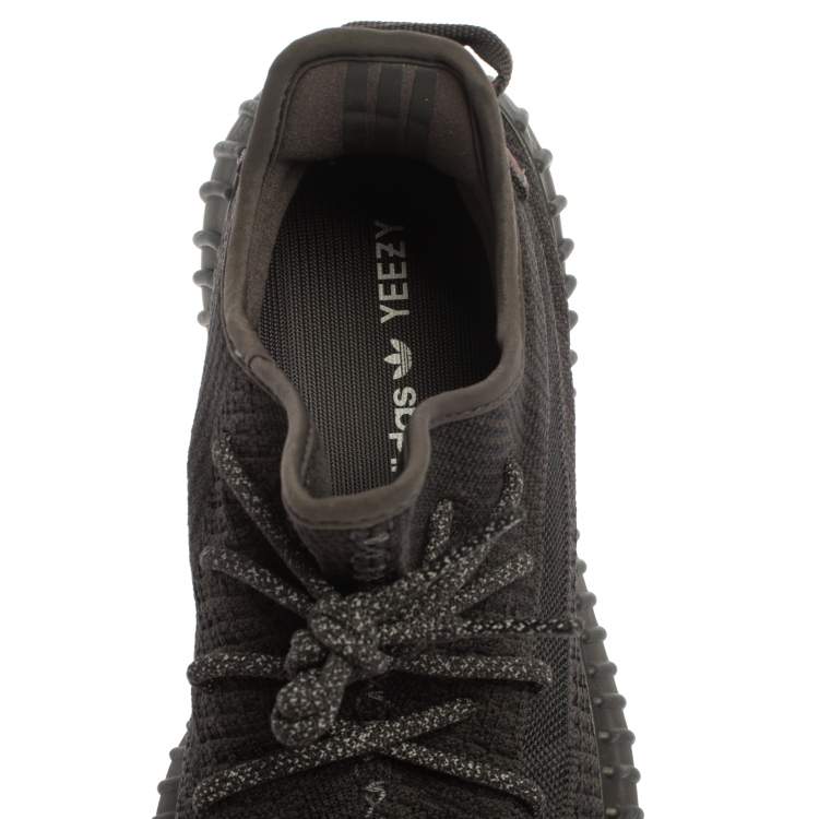 Pre Owned Adidas Yeezy 350 v2 Cotton Knit Black Non Reflective Sneakers Size 43 1/3