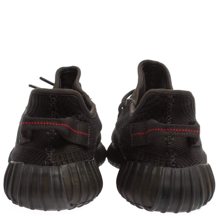 Pre Owned Adidas Yeezy 350 v2 Cotton Knit Black Non Reflective Sneakers Size 43 1/3