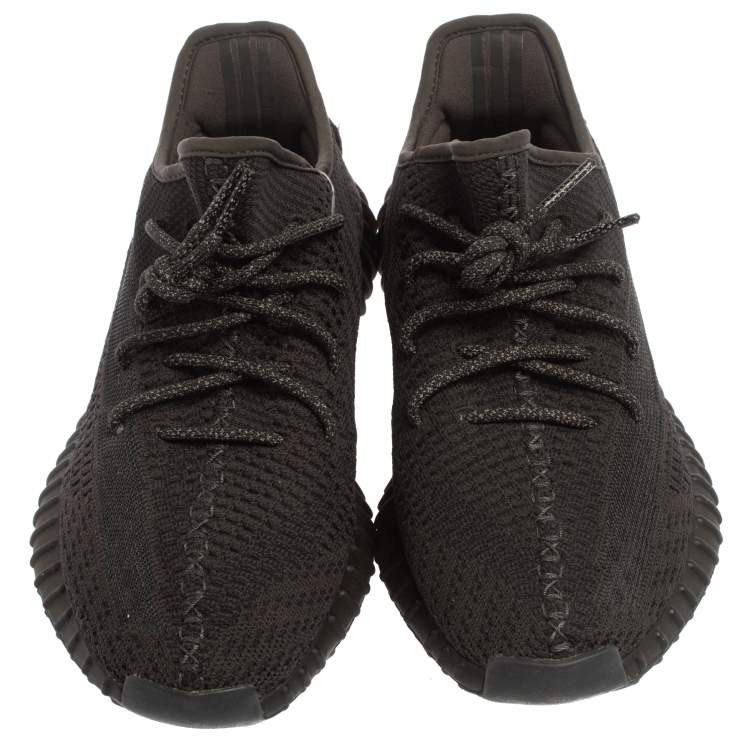 Pre Owned Adidas Yeezy 350 v2 Cotton Knit Black Non Reflective Sneakers Size 43 1/3