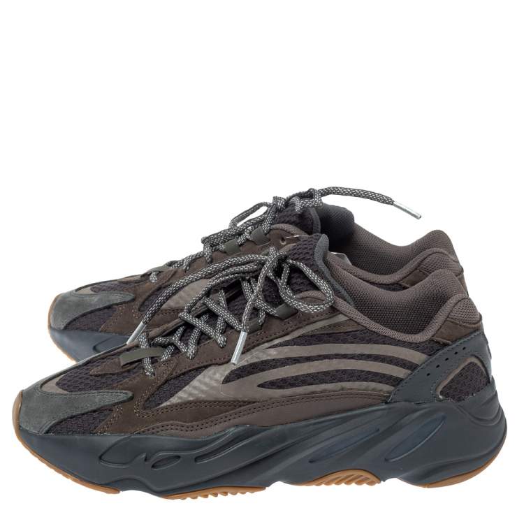 Pre Owned Yeezy x Adidas Grey Nubuck And Leather Boost 700 V2 Geode Sneakers Size 44