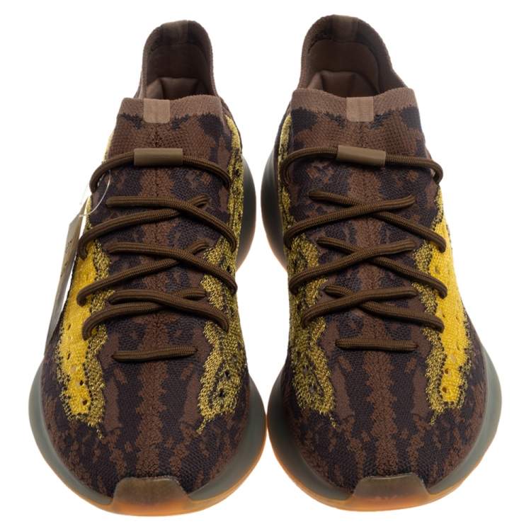Pre Owned Yeezy x Adidas Brown/Yellow Knit And Mesh Boost 380 LMNTE Sneakers Size 46