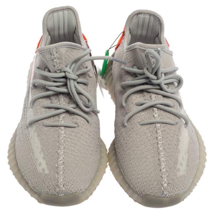 Pre Owned Yeezy x Adidas Grey Cotton Knit Boost 350 V2 Tail Light Sneakers Size 42