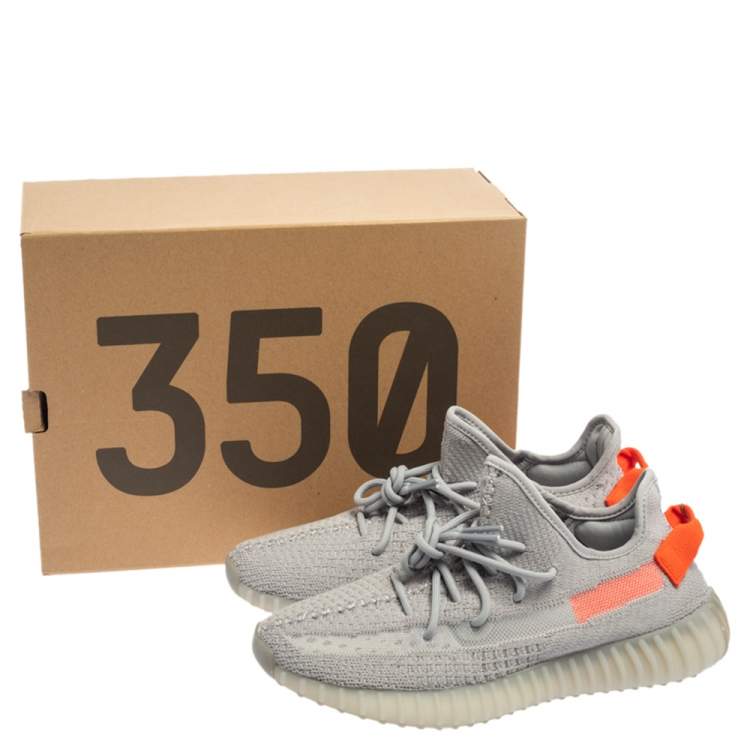 Pre Owned Yeezy x Adidas Grey Cotton Knit Boost 350 V2 Tail Light Sneakers Size 40 2/3
