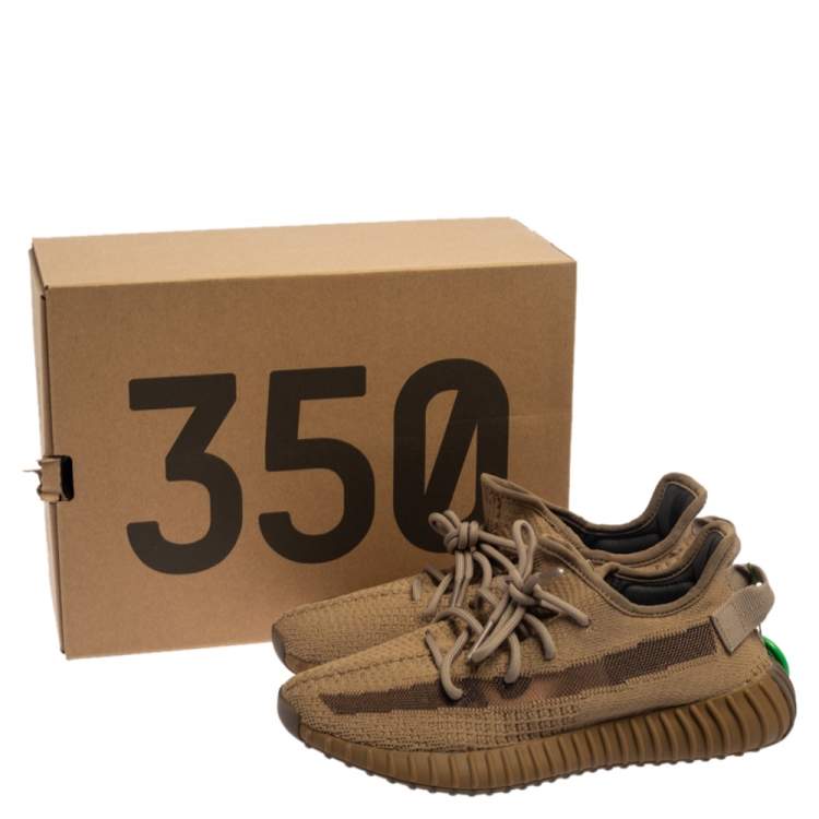 Pre Owned Yeezy x adidas Brown Cotton Knit Boost 350 V2 Earth Sneakers Size 40 2/3