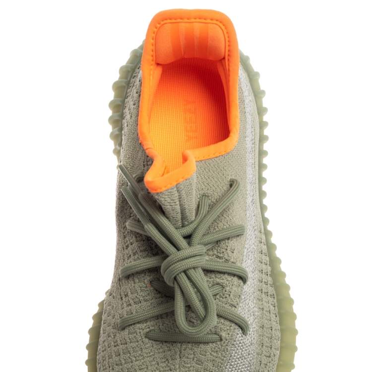 Pre Owned Yeezy x Adidas Grey/Green Cotton Knit Boost 350 V2 Desert Sage Sneakers Size 40