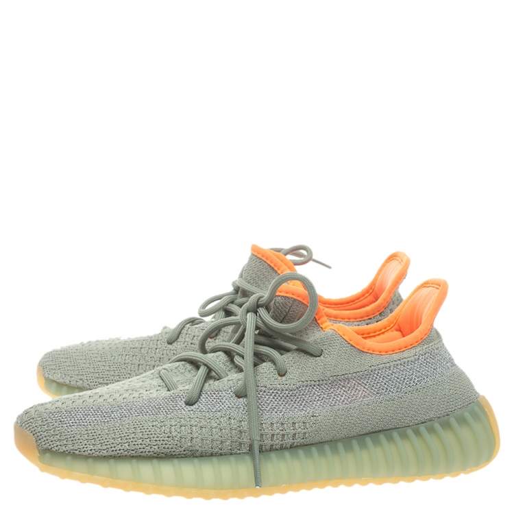 Pre Owned Yeezy x adidas Grey/Green Knit Boost 350 V2 Desert Sage Sneakers Size 41 1/3