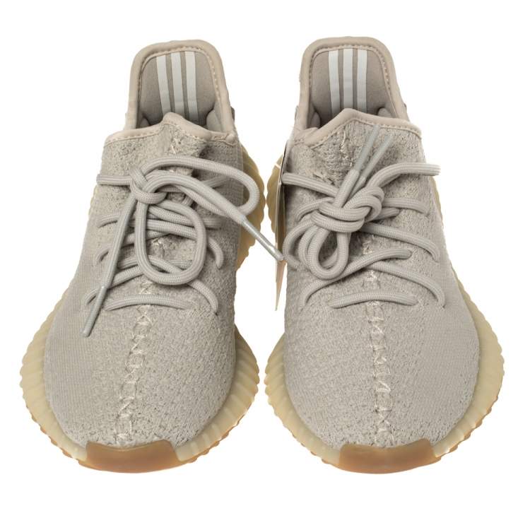 Pre Owned Yeezy x Adidas Green Sesame Cotton Knit Boost 350 V2 Sneakers Size 36.5