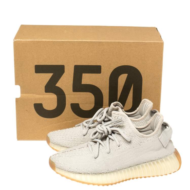 Pre Owned Yeezy x Adidas Green Sesame Cotton Knit Boost 350 V2 Sneakers Size 36.5