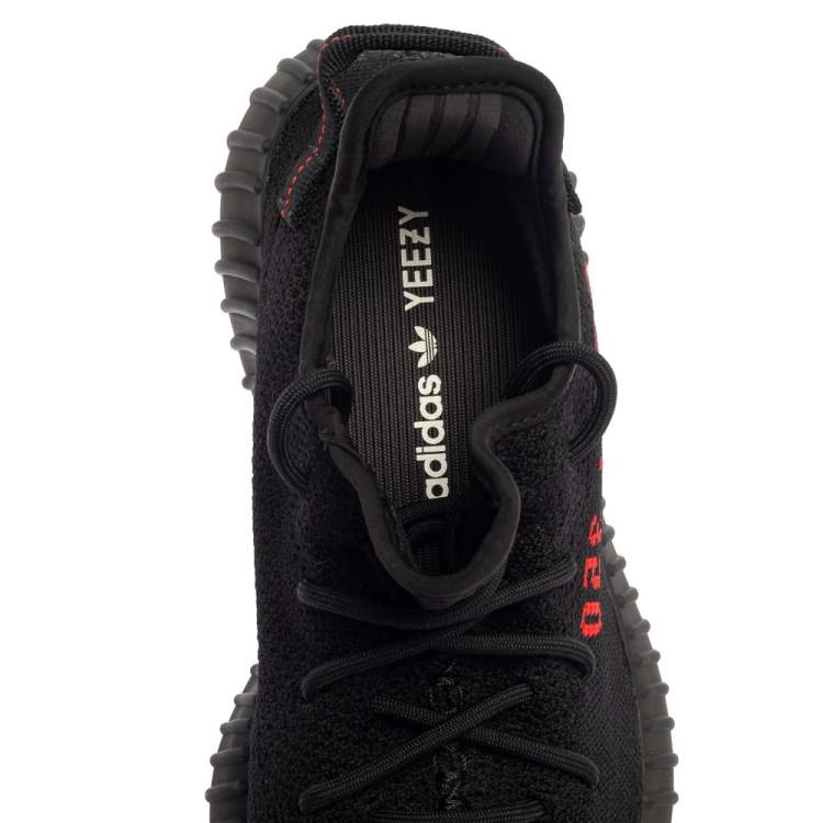 Pre Owned Yeezy x adidas Black/Red Knit Fabric Boost 350 V2 Low Top Sneakers Size 42 