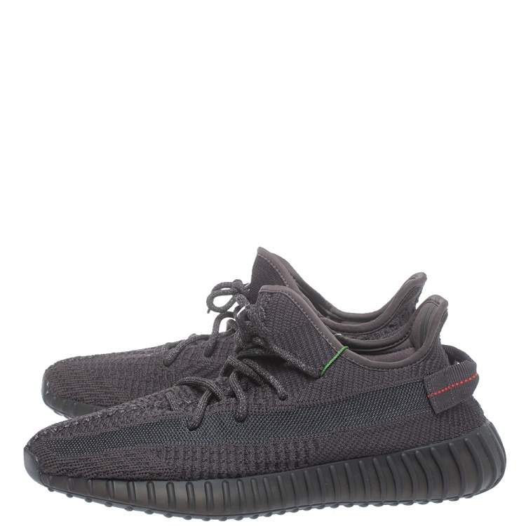 Pre Owned Yeezy x adidas Black Knit Fabric Boost 350 V2 Static Non Reflective Sneakers Size 43 1/3