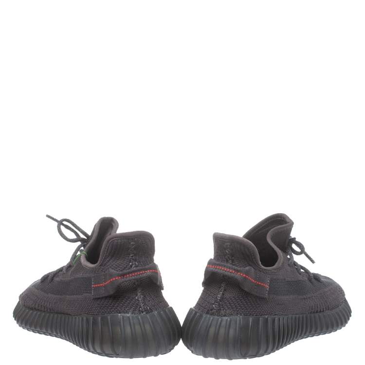 Pre Owned Yeezy x adidas Black Knit Fabric Boost 350 V2 Static Non Reflective Sneakers Size 43 1/3