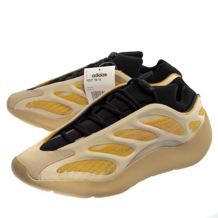 Pre Owned Yeezy x adidas Beige/Yellow Polyurethane And Mesh 700 V3 Safflower Sneakers Size 46 