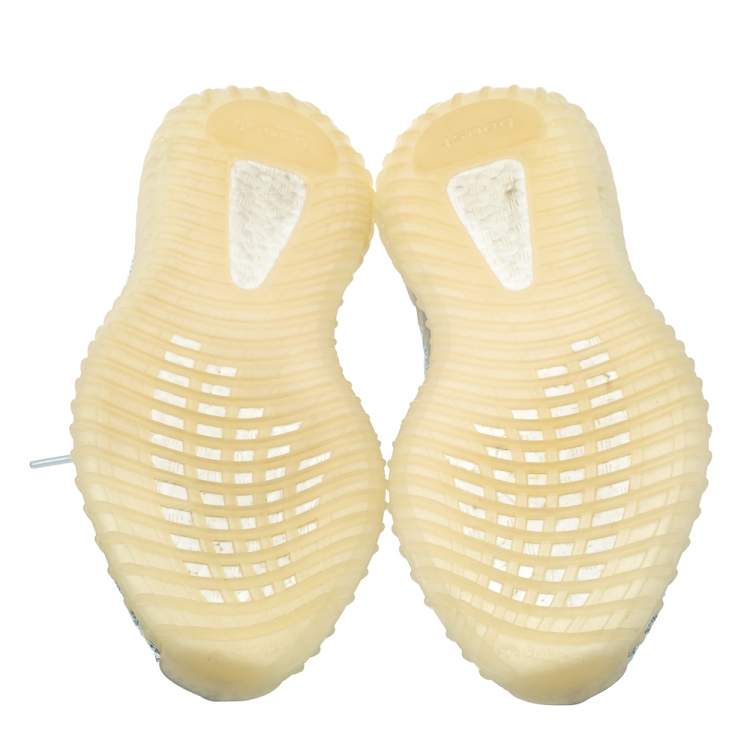 Pre Owned Yeezy x Adidas Blue/White Cotton Knit Boost 350 V2 'Cloud White' Sneakers Size 42.5