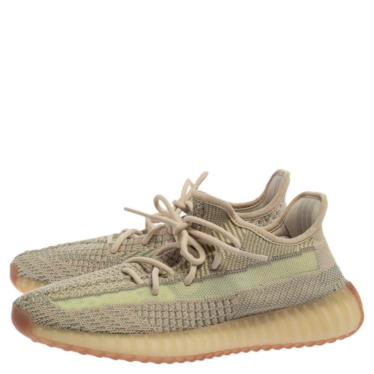 Pre Owned Yeezy x Adidas Green Citrin Cotton Knit 350 V2 NR Sneakers Size 42.5